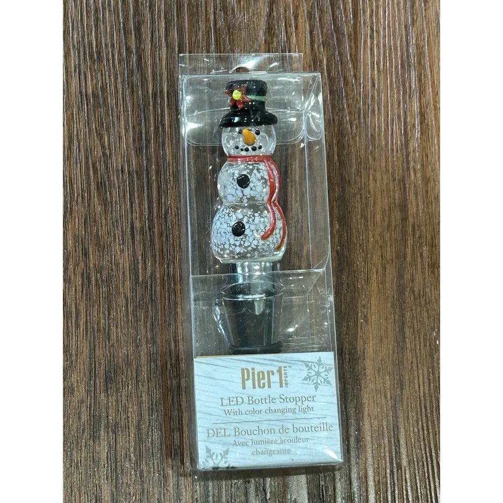 Pier 1 imports LED Bottle Stopper Snowman W/Color Changing Light